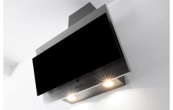 Hotpoint PHVP 6.4F AL K/1 60cm Angled Chimney Hood - Black Glass