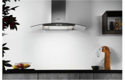 Hotpoint PHGC9.4FLMX 90cm Curved Glass Chimney Hood - St/Steel