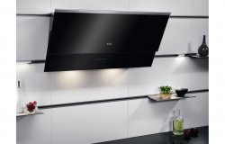 AEG DVB5860B 80cm Angled Chimney Hood - Black Glass