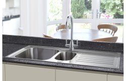 Prima Deep 1.5B & Drainer Inset Sink - Polished Steel