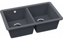 Abode Matrix Sq GR15 2B Granite Undermount Sink - Grey Metallic