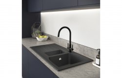 Abode Oriel 1.5B & Drainer Granite Inset Sink - Frost White