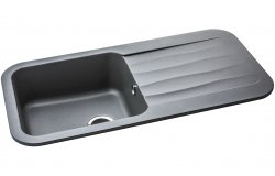 Abode Dune 1B & Drainer Granite Inset Sink - Grey Metallic