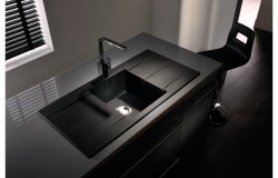 Abode Zero 1B & Double Drainer Granite Inset Sink - Black Metallic