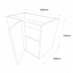 Chippendale by Omega 1000mm Highline Corner Base Unit with 500mm Door Left Hand - (Self Assembly)