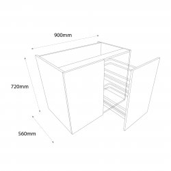 Chippendale by Omega 900mm Highline Corner Base Unit with 450mm Door & Vario Pull Out Storage Left Hand - (Self Assembly)