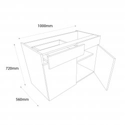 Sheraton by Omega 1000mm Drawerline Double Base Unit with 1 Dummy Drawer - (Ready Assembled)