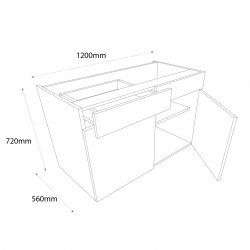 Sheraton by Omega 1200mm Drawerline Double Base Unit with 1 Dummy Drawer - (Ready Assembled)
