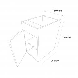 Chippendale by Omega 300mm Drawerline Single Base Unit with Dummy Drawer Left Hand - (Self Assembly)
