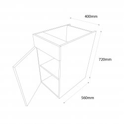 Sheraton by Omega 400mm Drawerline Single Base Unit with Dummy Drawer Left Hand - (Ready Assembled)