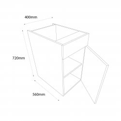 Chippendale by Omega 400mm Drawerline Single Base Unit with Dummy Drawer Right Hand - (Self Assembly)