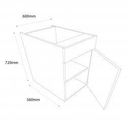 Chippendale by Omega 600mm Drawerline Single Base Unit with Dummy Drawer Right Hand - (Self Assembly)