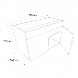 Chippendale by Omega 1000mm Drawerline Double Base Unit with 2 Dummy Drawers - (Self Assembly)