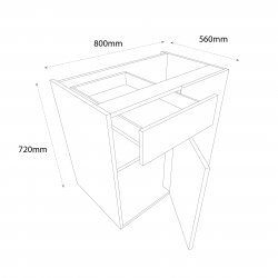 Chippendale by Omega 800mm Drawerline Corner Base Unit with 400mm Door Right Hand - (Self Assembly)