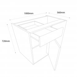Chippendale by Omega 1000mm Drawerline Corner Base Unit with 500mm Door Right Hand - (Self Assembly)