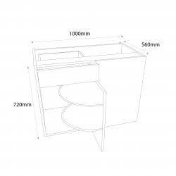 Sheraton by Omega 1000mm Drawerline Corner Carousel Base Unit with 500mm Door & Arena Shelves Right Hand - (Ready Assembled)
