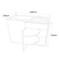 Chippendale by Omega 1000mm Drawerline Corner Carousel Base Unit with 600mm Door & Arena Shelves Left Hand - (Self Assembly)