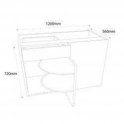 Chippendale by Omega 1000mm Drawerline Corner Carousel Base Unit with 600mm Door & Arena Shelves Right Hand - (Self Assembly)