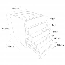 Sheraton by Omega 600mm Drawer Pack Base Unit with 5 Drawers - (Ready Assembled)