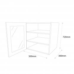 Sheraton by Omega 500mm Standard Glazed Wall Unit with Aluminium Frame & Edge Lit Shelves Left Hand - (Ready Assembled)