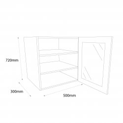 Chippendale by Omega 500mm Standard Glazed Wall Unit with Aluminium Frame & 2 Round LED Downlights Right Hand - (Self Assembly)