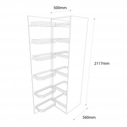 Chippendale 500mm Tandem Larder Unit with Pull Out Graphite Wirework Left Hand - (Self Assembly)