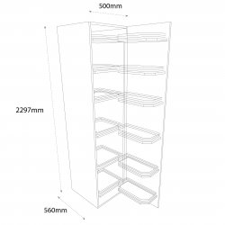 Chippendale 500mm Tandem Larder Tall Unit with Pull Out Graphite Wirework Right Hand - (Self Assembly)