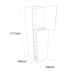 Chippendale 300mm Type 2 Larder Pull Out Unit with 2 Pan Drawers & 3 Internal Drawers Right Hand - (Self Assembly)