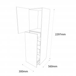 Chippendale 300mm Type 2 Larder Pull Out Tall Unit with 2 Pan Drawers & 3 Internal Drawers Left Hand - (Self Assembly)