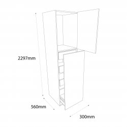 Chippendale 300mm Type 2 Larder Pull Out Tall Unit with 2 Pan Drawers & 3 Internal Drawers Right Hand - (Self Assembly)