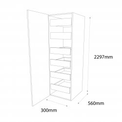 Chippendale 300mm Type 3 Larder Pull Out Tall Unit with 6 Internal Drawers Left Hand - (Self Assembly)