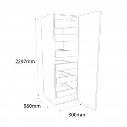 Chippendale 300mm Type 3 Larder Pull Out Tall Unit with 6 Internal Drawers Right Hand - (Self Assembly)