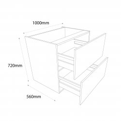 Chippendale by Omega 1000mm Pan Drawer Pack Base Unit with 2 Drawers - (Self Assembly)