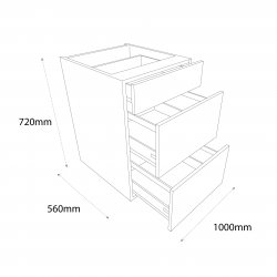 Chippendale by Omega 1000mm Pan Drawer Pack Base Unit with 3 Drawers - (Self Assembly)