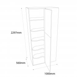 Sheraton by Omega 1000mm Type 2 Corner Larder to Larder Tall Unit with 500mm Door & Le-Mans Graphite Wirework Pull Out Drawers Right Hand - (Ready Assembled)