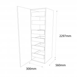 Sheraton by Omega 300mm Type 15 Larder Pull Out Tall Unit with 6 Internal Drawers Left Hand - (Ready Assembled)