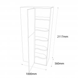 Chippendale 1000mm Type 2 Corner Larder to Larder Unit with 600mm Door & Le-Mans Graphite Wirework Pull Out Storage Left Hand - (Self Assembly)