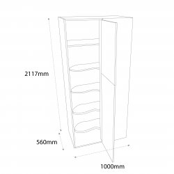 Chippendale 1000mm Type 2 Corner Larder to Larder Unit with 600mm Door & Le-Mans Graphite Wirework Pull Out Storage Right Hand - (Self Assembly)