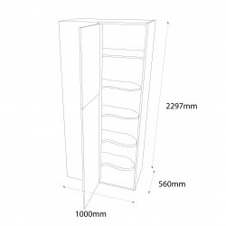 Chippendale 1000mm Type 2 Corner Larder to Larder Tall Unit with 500mm Door & Le-Mans Graphite Wirework Pull Out Storage Left Hand - (Self Assembly)