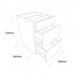 Chippendale by Omega 500mm Pan Drawer Pack Base Unit with 3 Drawers - (Self Assembly)