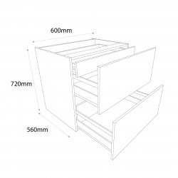Sheraton by Omega 600mm Pan Drawer Pack Base Unit with 2 Drawers & Internal Drawer - (Ready Assembled)