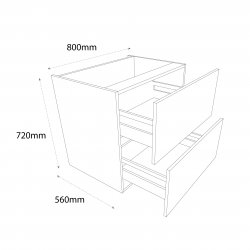 Chippendale by Omega 800mm Pan Drawer Pack Base Unit with 2 Drawers - (Self Assembly)