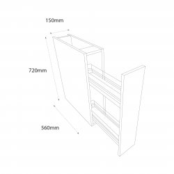 Chippendale by Omega 150mm Highline Base Unit with 2 Pull Out Wirework Shelves - (Self Assembly)