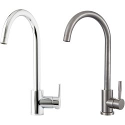 Prima Soho Single Lever Swan Neck Mixer Tap - Brushed Steel