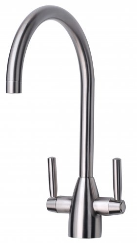 Prima Chelsea Dual Lever Mixer Tap - Brushed Steel