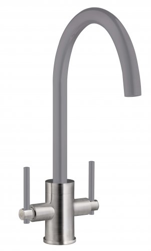 Prima+ Swan Neck Dual Lever Mixer Tap - Grey