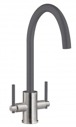 Prima+ Swan Neck Dual Lever Mixer Tap - Gun Metal