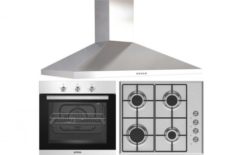 Prima Oven Gas Hob & Chimney Hood Pack - St/Steel