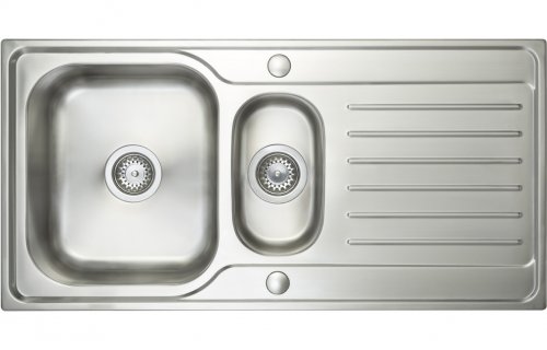 Prima Deep 1.5B & Drainer Inset Sink - Polished Steel