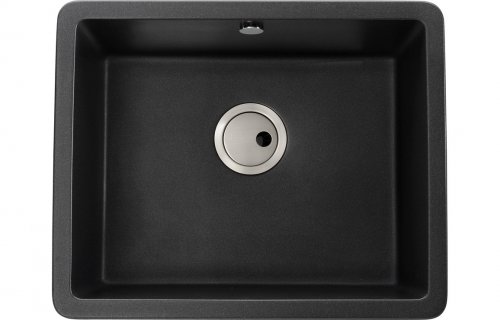 Abode Matrix Sq GR15 Large 1B Granite Inset/Undermount Sink - Black Metallic